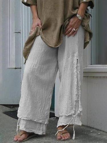 Plus Size Women Linen Casual Pants Solid Cotton Summer Bottoms