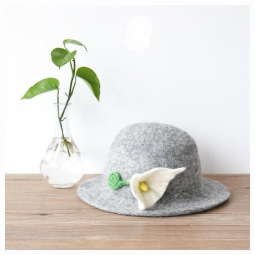 Handmade Wool Felt Hat Short Brim Basin Cap