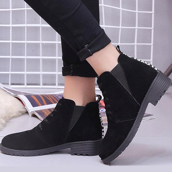 Women Spring Ankle Suede Lace-Up Casual Boots