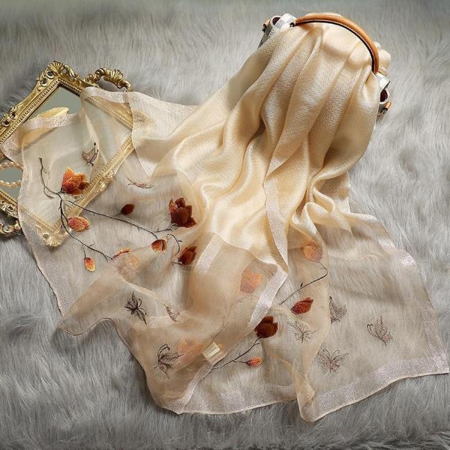 New Silk Embroidered Women Fashion Shawls