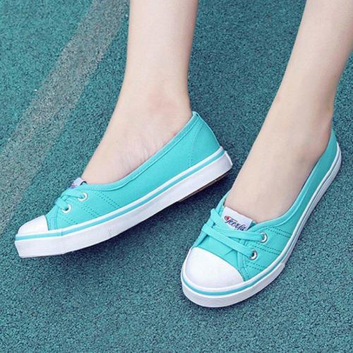 Daily Canvas Flats Candy Color Lace-up Flat Shoes