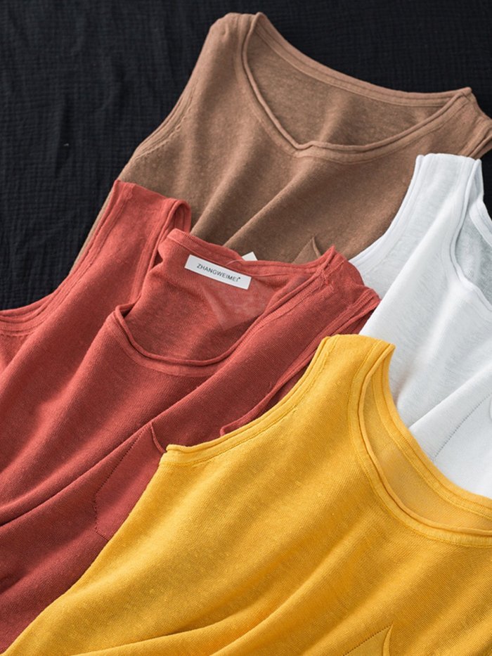 Women Comfortable Thin Sleeveless Solid Tank Top & Camis