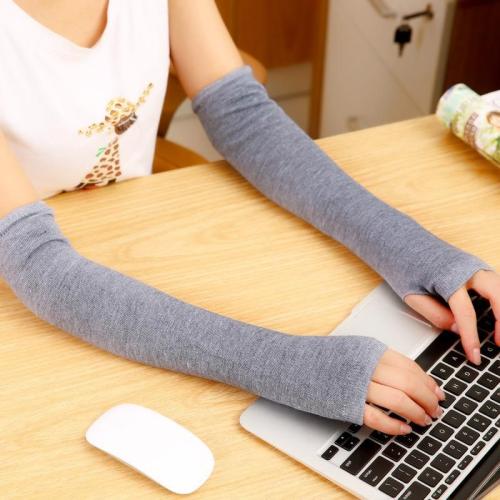 Autumn and winter long Knitted Warm elbow Protection Office Mittens