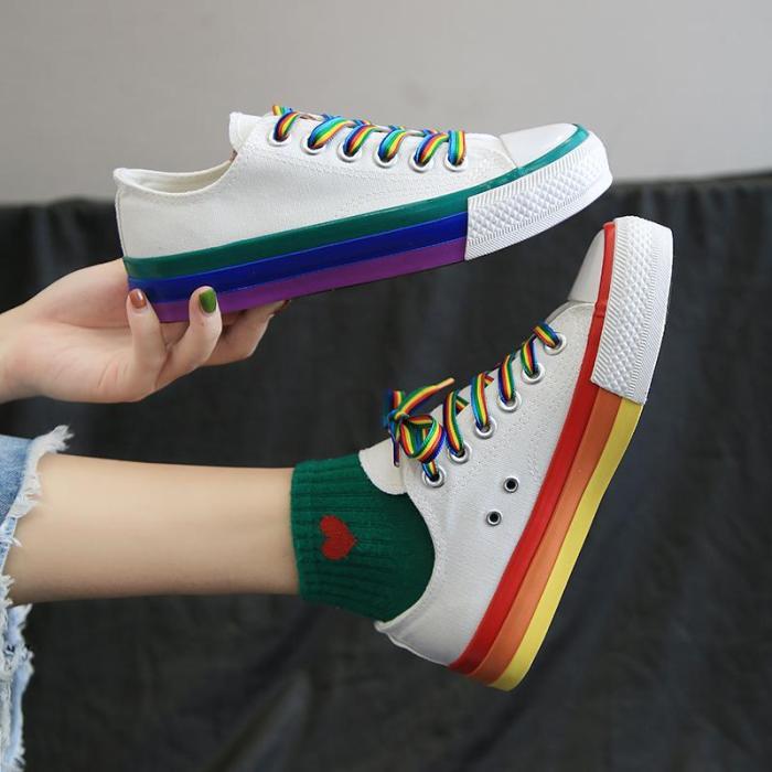 Women's Fashion Casual Personality Color Matching Canvas Sneakers