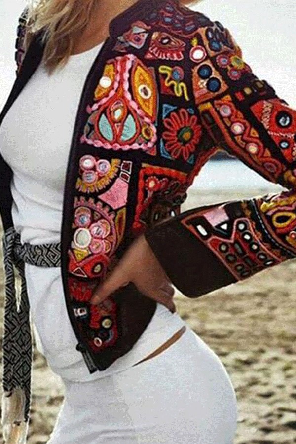 Women Bhemian Tachibana Long Sleeve Printed Blazer