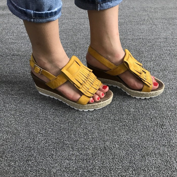New Women Fashion Fringed Wedge Sandals