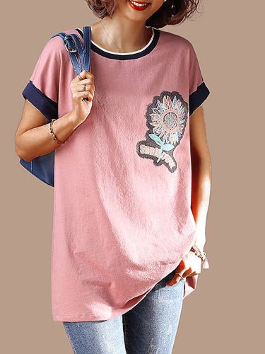 Women Cotton Casual Short Sleeved Loose T-shirts