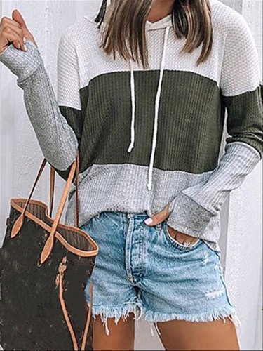 Casual Daily Autumn Outside Knitted Hoodie Top