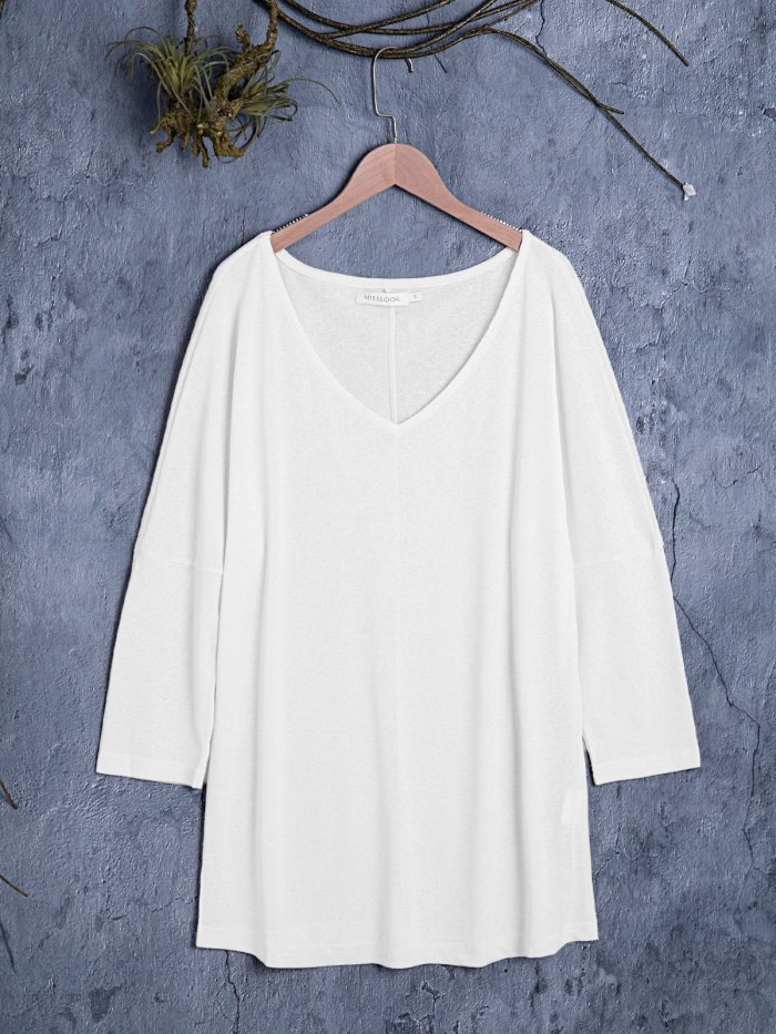 Casual Cotton-Blend V Neck Shirts & Tops