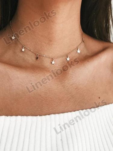 Women Choker Gold Silvery Moon Necklaces Boho Pendants Chain Collar Collares