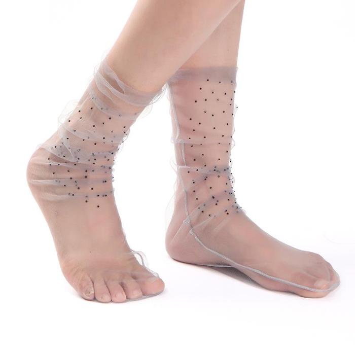 New Drill Transparent Mesh Yarn Ladies Socks Sweet Fashionable Socks
