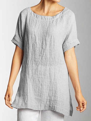 Women's Summer Side Slit Short Sleeve Plus Size T-shirts