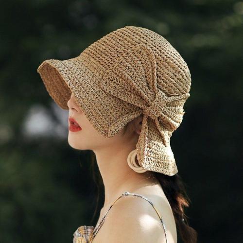 Sun Hat For Women Beach Panama Straw Dome Bucket Hat Shade Hat