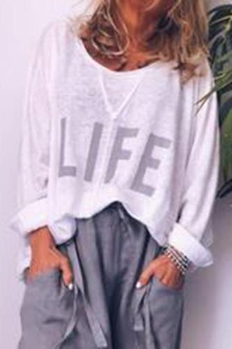 Cotton Letter Casual Shift T-shirts