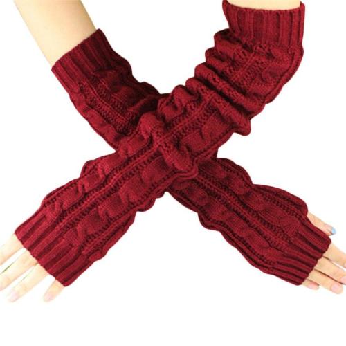 New female long gloves without fingers Winter Wrist Arm Hand Warmer Knitted Long Fingerless Gloves