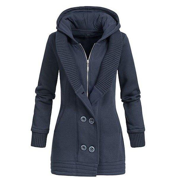 Buttoned Casual Hoodie Long Sleeve Coat