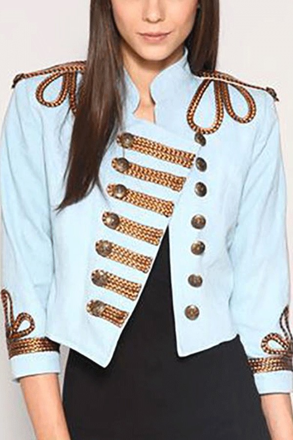 Fashion Stand Collar Double-Breasted Short Blazer