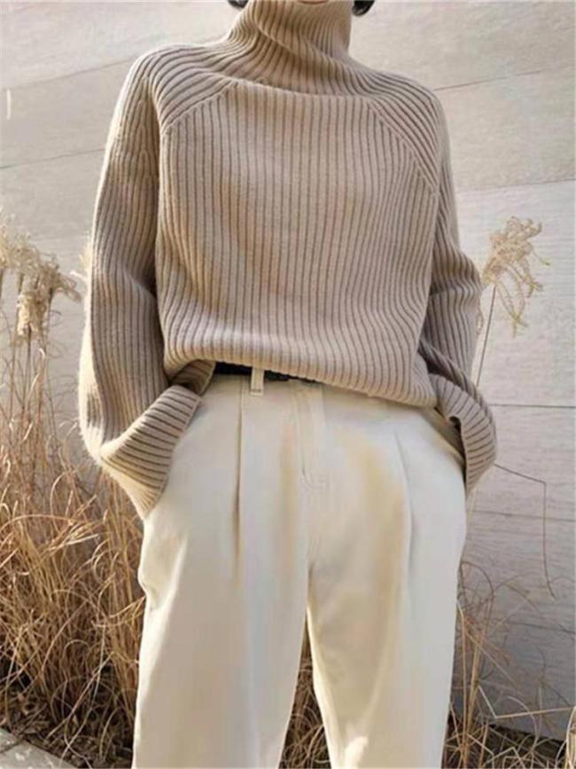 Elegant Fashion High Neck Long Sleeve Sweaters