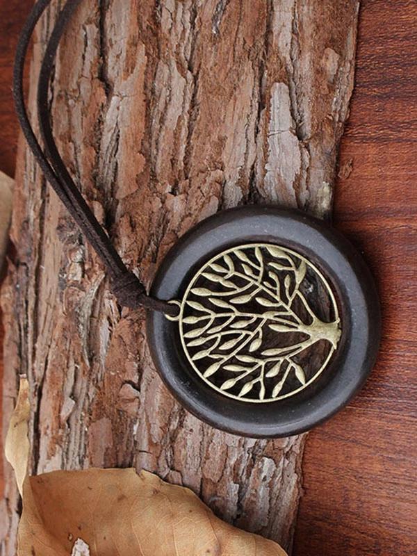 National Wood Ring Necklace