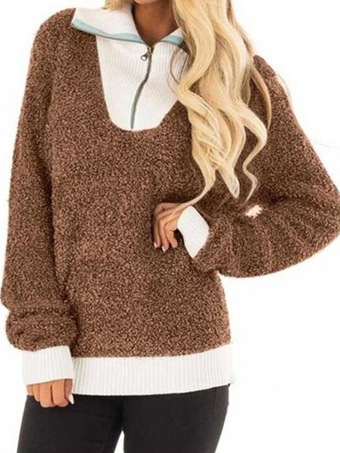 Paneled Long Sleeve Cashmere Sweaters