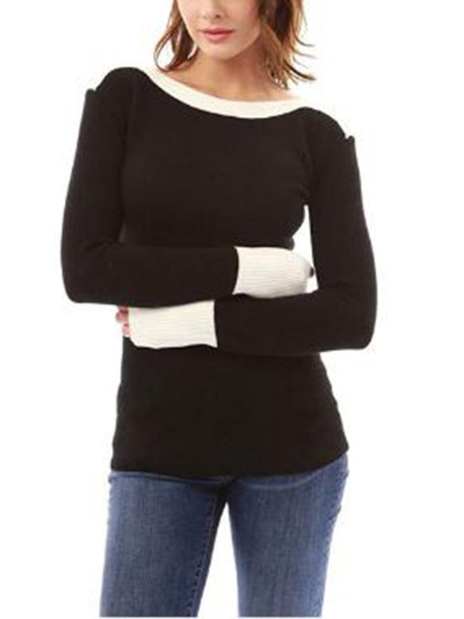 Casual Long Sleeve Patchwork Sweatershirt