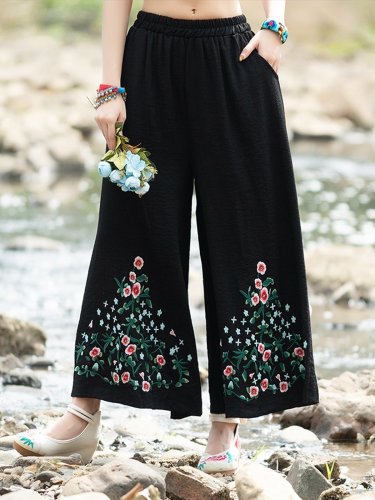 Casual Wide Leg Pants With Pockets