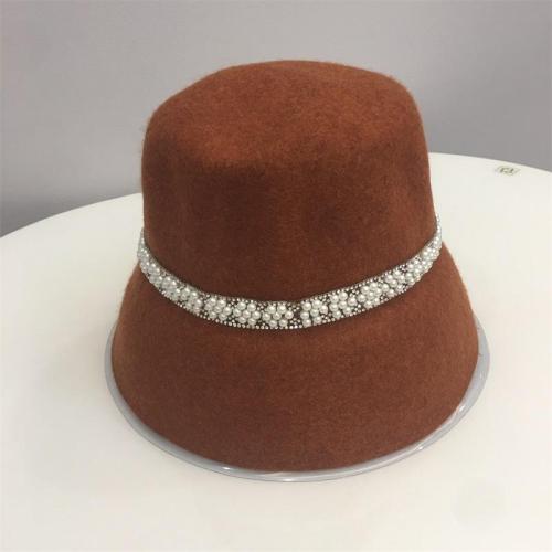 2020 Autumn and Winter New Wool Felt Bucket Pearl Decorated Fisherman Hat Ladies
