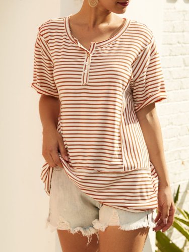 Short Sleeve Striped Shirts & Tops