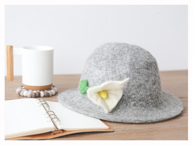 Handmade Wool Felt Hat Short Brim Basin Cap
