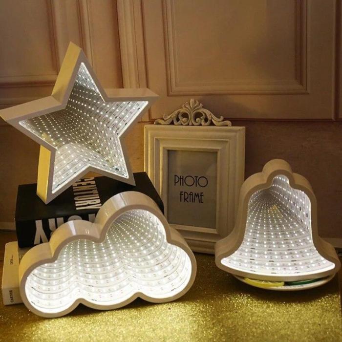 Creative LED 3D Night Light Cloud Tunnel Shape Child Room Bedside Lamp Decor