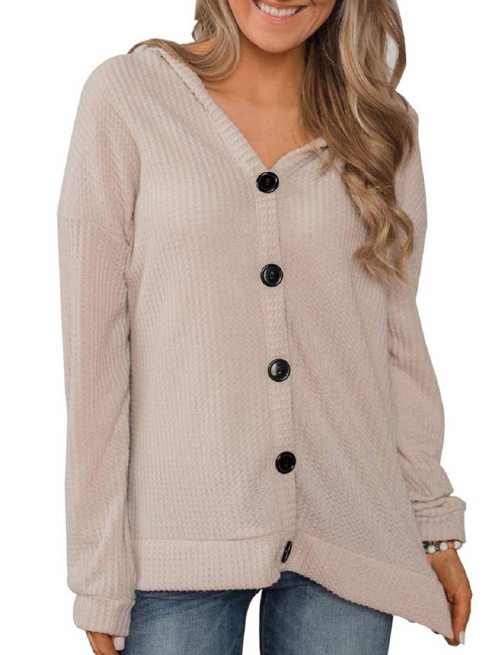 Buttoned Casual Hoodie Outerwear