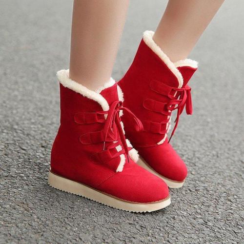 Women Ankle Suede Lace-Up Ski Boots