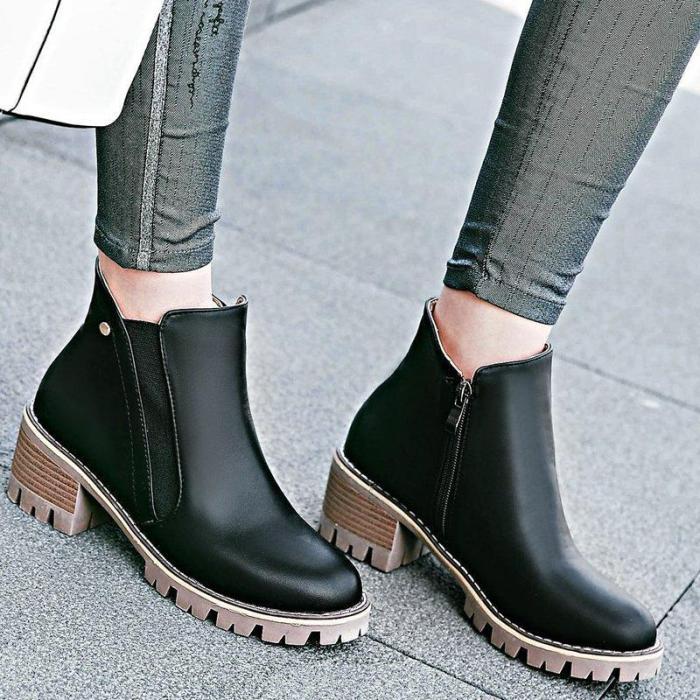 Women Fashion Chunky Heel Winter Shoes