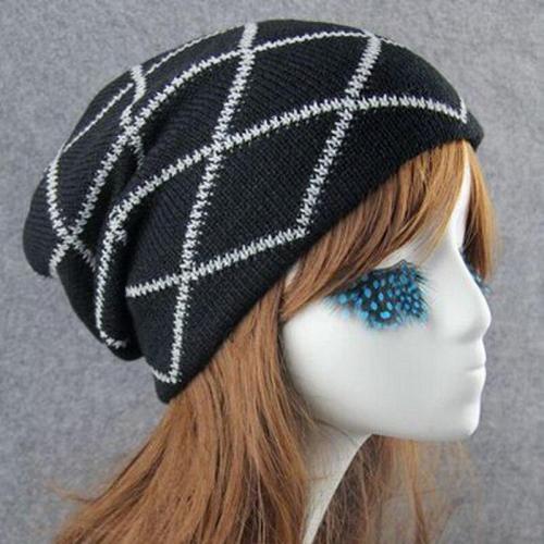 Winter Stripe Knitted Caps  Beanies Acylic Sleeve Warm Hats For Women And Men