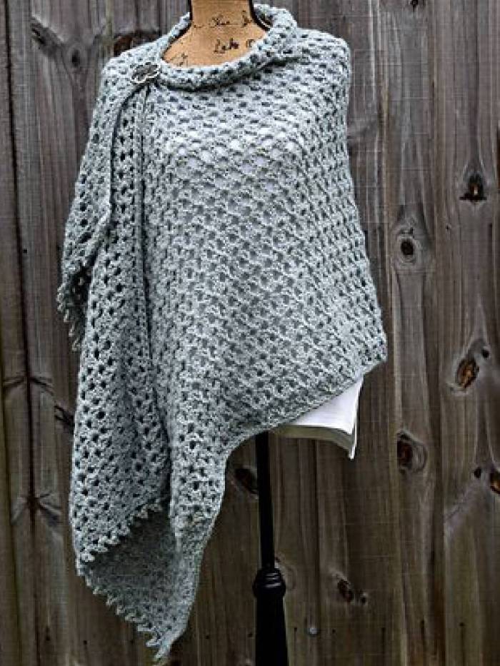 Gray Vintage Buttoned Knitted Scarves & Shawls