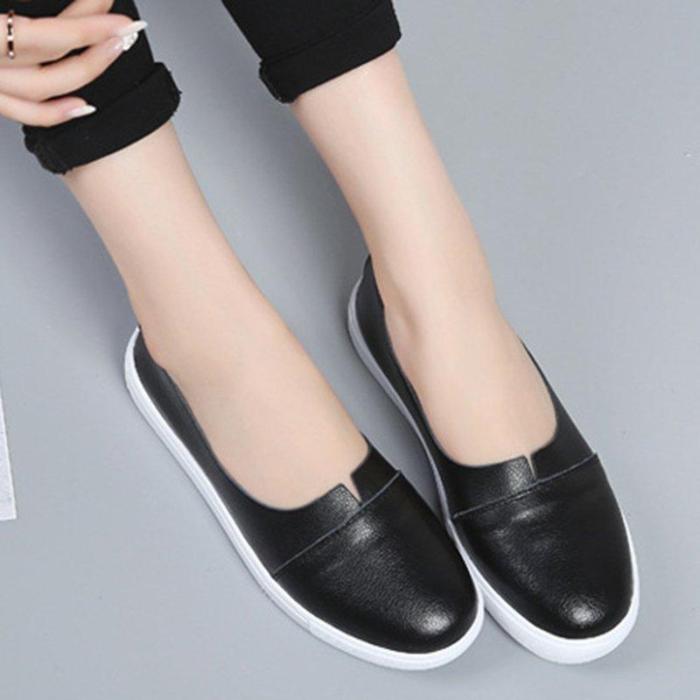 Women PU Flats Casual Comfort Slip On Plus Size Shoes