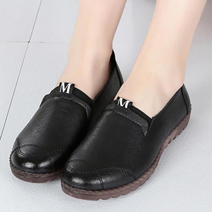 Women PU Loafers Casual Comfort Slip On Plus Size Shoes