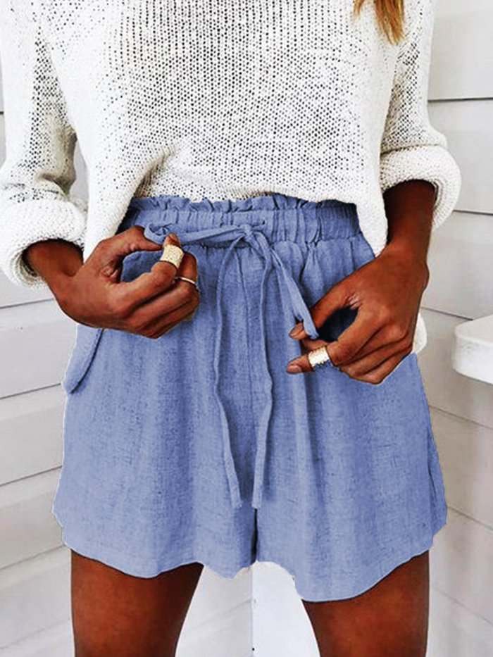 Solid Cotton-Blend Shorts