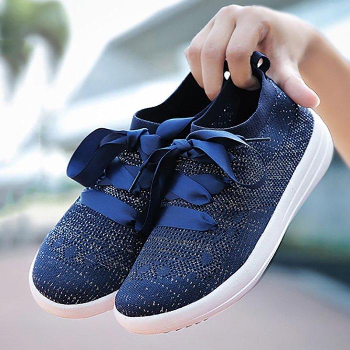 Women Fly Woven Fabric Sneakers Casual Comfort Slip On Shoes
