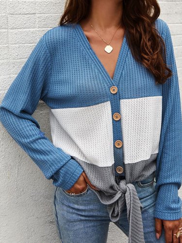 Long Sleeve Knitted Solid Knitted Shirts