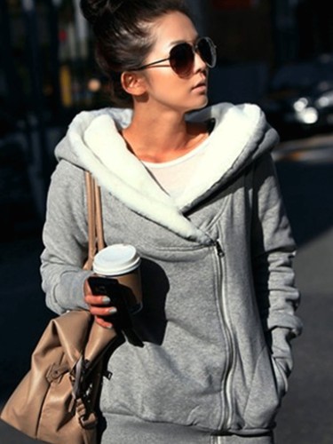 Winter Casual Holiday Zipper Cotton Hoodie Outerwear