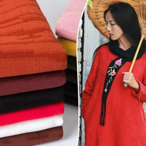 50x145cm Double Thicken Cotton Linen Jacquard Fabric Soft Cotton Yarn Cloth DIY Sewing Clothes Dress Craft Material