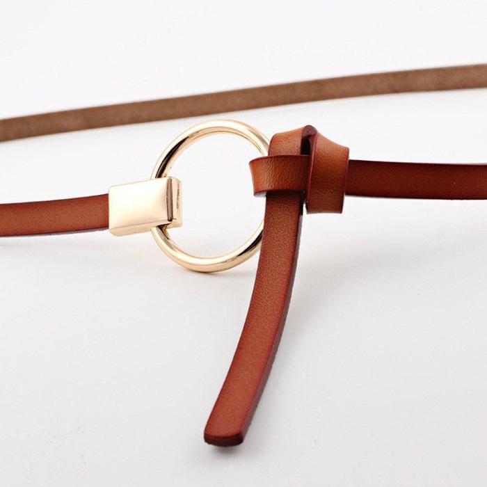 Women Casual Plain Split Leather Belt