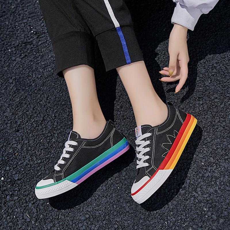 fashion casual korean style mixed color canvas shoes sneakers