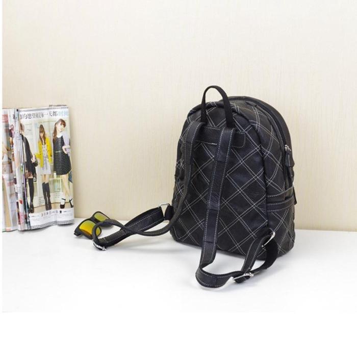 Leather stitching bohemian backpack