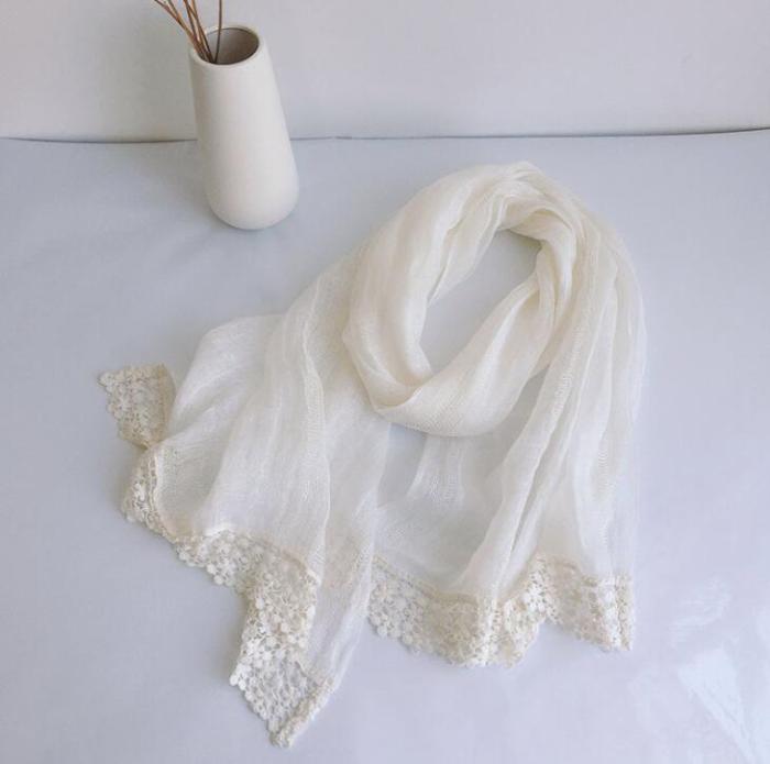 Japanese style free shipping 100% linen lace scarves ladies spring autumn travel sunscreen shawl breathable thin scarves