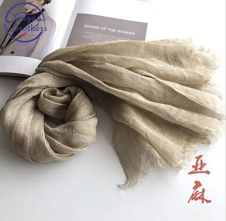 65x173cm New Design Luxury Brand Nature Color Real Linen Autumn And Winter Scarf Women Elegant Shawl Long And Widen Soft Wrap