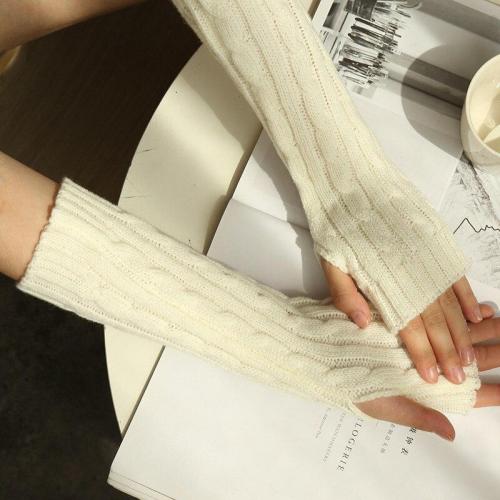 Winter Long Wool Half Finger Gloves Knit Warm New