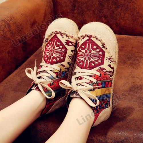 Embroidered Shoes Women's Cotton and Linen Shoes Martin Boots