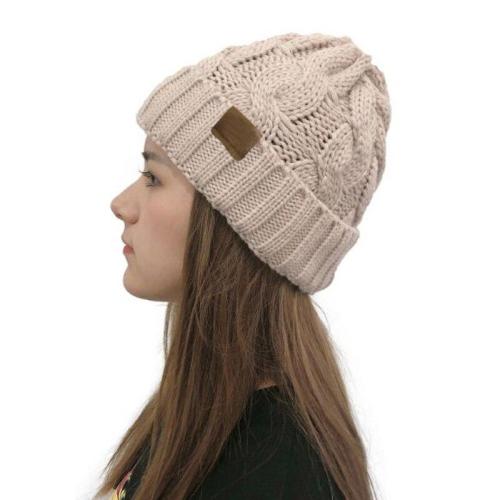 Korean Twist Flanging Knitted Cap Winter Warm Brand Skullies Beanies Woolen Yarn Hats for Women Pompom